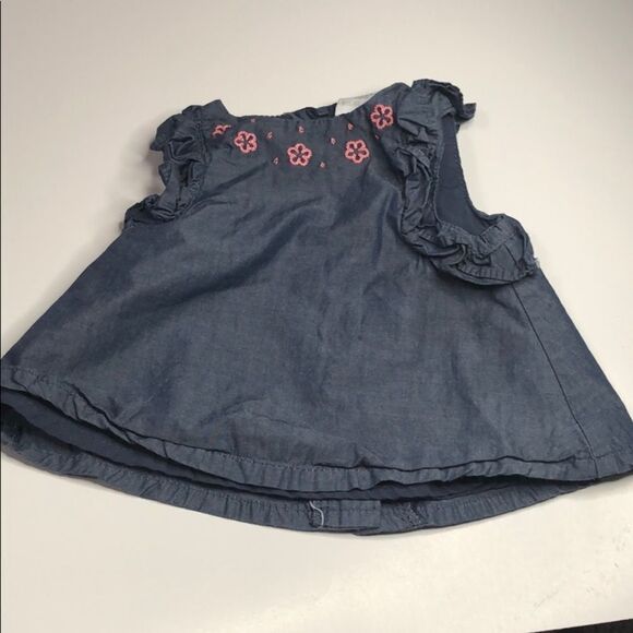 🍭6/$30 Dylan and Abby Chambray Baby Infant Girl’s Short Sleeve Shirt - 0-3 m - Picture 3 of 7